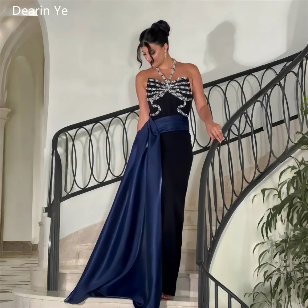 

Customized Saudi Arabia Dearin Halter Column Floor Length Skirts Vertically Sleeveless Beading Bespoke Occasion Dresses Evening