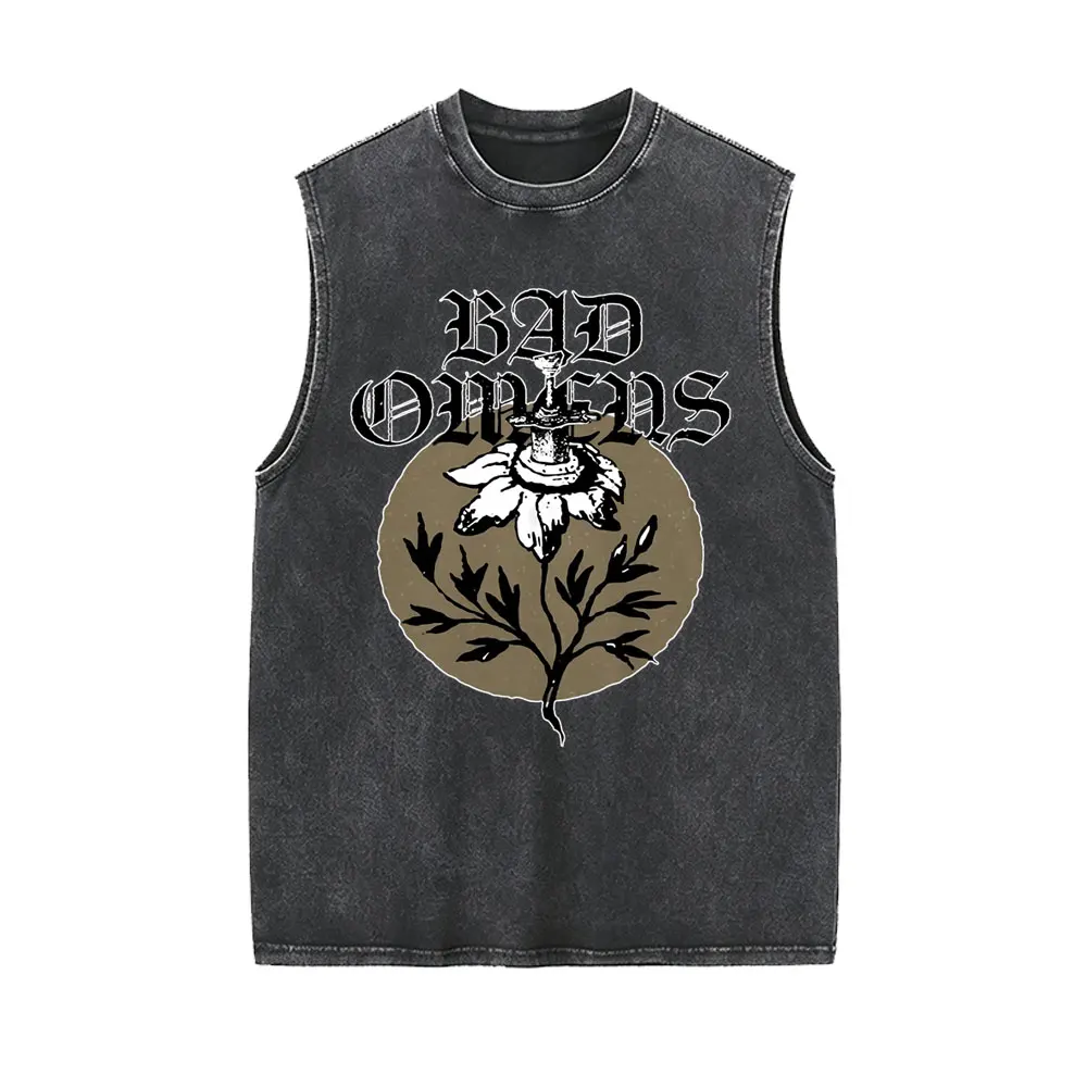 Bad Omens Vintage Washed Tank Tops Men Women Metal Rock Oversized Sleeveless Vest T Shirts Men's Clothing Gothic Punk Streetwear