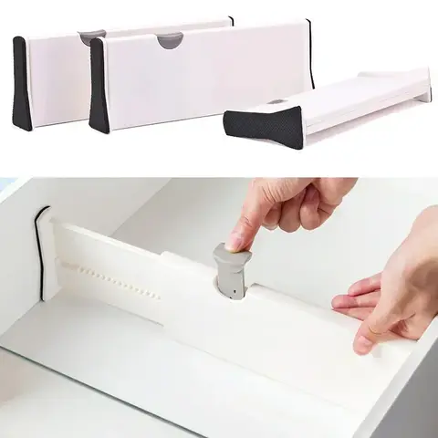 4 팩 서랍 분배기 주최자 조정 가능한 스토리지 개폐식 서랍 파티션 홀더 물막이 판자 주방 주최