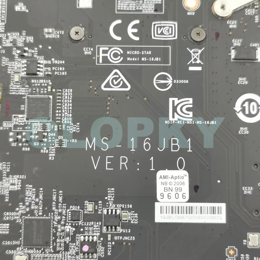 

MS-16JB1 VER 1.0 LAPTOP MAINBOARD FOR MSI GE62VR GP62VR GE72VR GP72VR Mainboard WITH i5-7300 i7-7700 CPU GTX1060 CPU DDR4