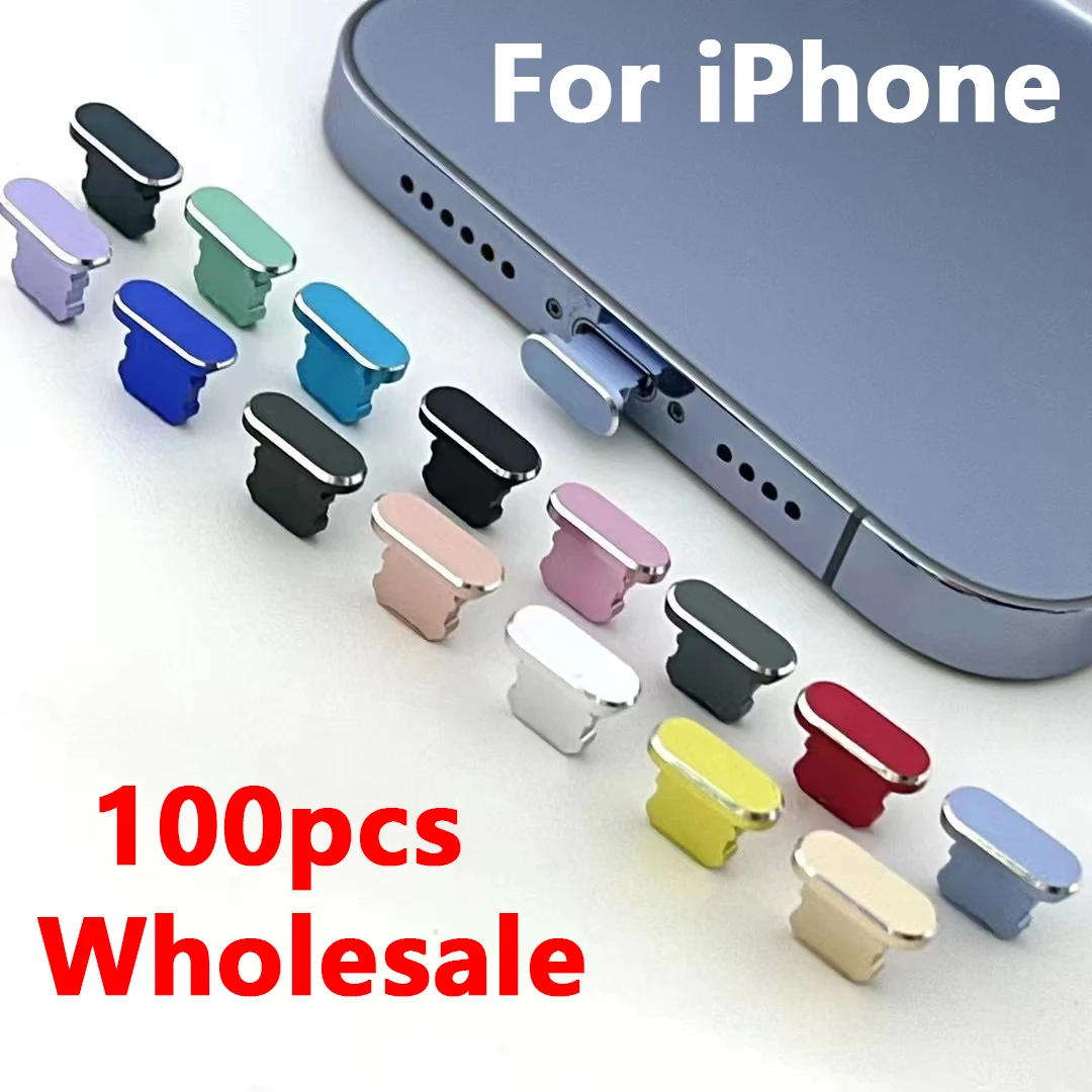 100pcs Wholesale Dustproof Cover Aluminium Alloy Metal Anti Dust Charger Dock Plug Stopper Cap For iPhone 13 12 11 X XR Max 8 7