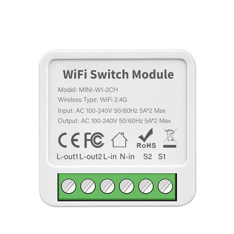 

10/16A Tuya WiFi Smart Switch 1/2/3Gang Control Switch Mini Smart Breaker Smart Life Control Work With Alexa Home Alice