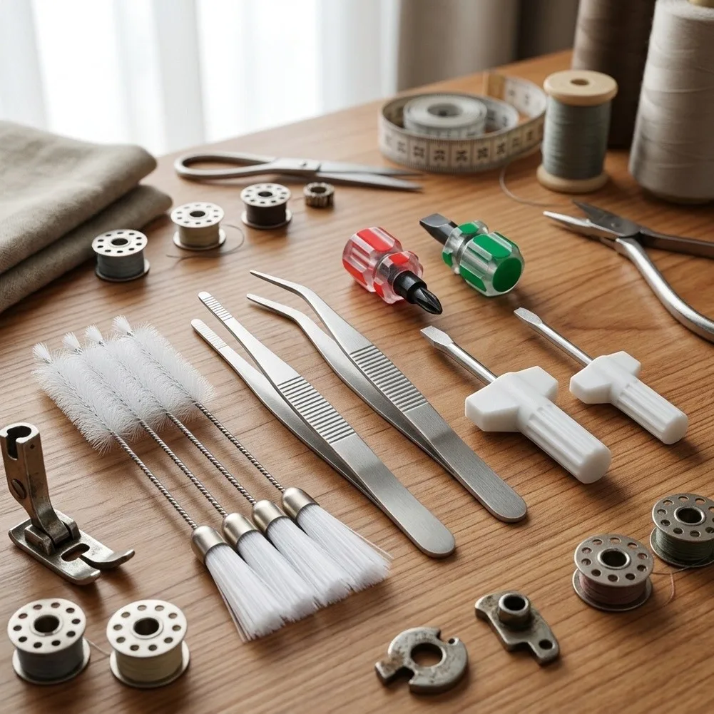 Sewing Machine Cleaning Tool Set Stainless Steel Brush Screwdriver Tweezers Thread Remover For Home Industrial Electric Repair K