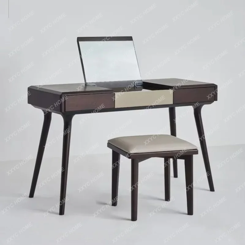 XX minimalist solid wood dressing table with mirror with drawers  high-end makeup table