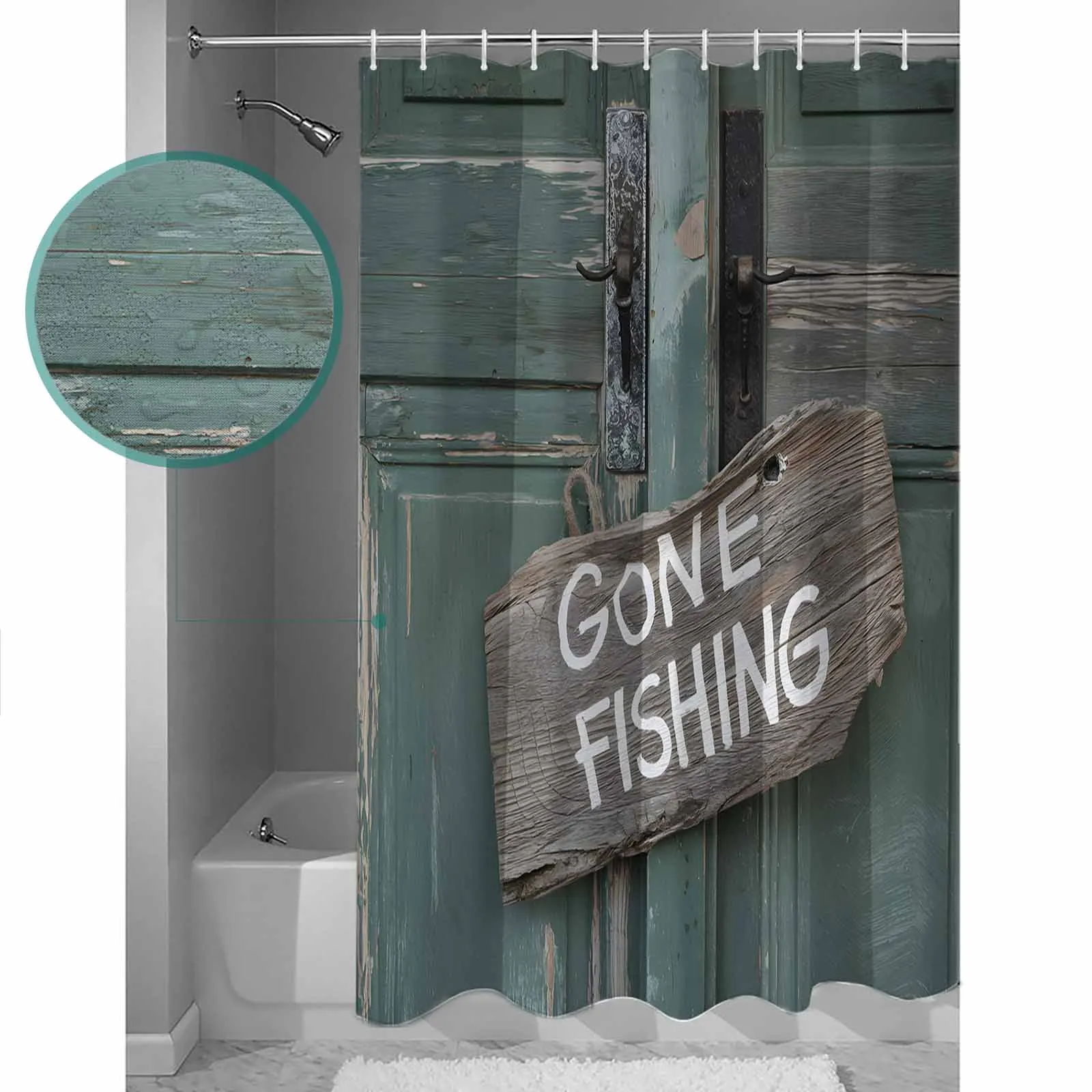 

Vintage Country Farmhouse Door Shower Curtain High Quality Bathroom Waterproof Fabric Toilet Simple Style Decor