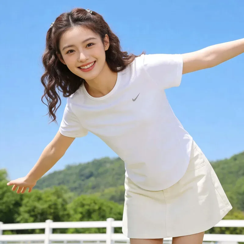 

:Nike Women's Sport T-shirt for Running, Fitness, Leisure, Quick-Drying and Breathable, Model Number: HQ0649-100