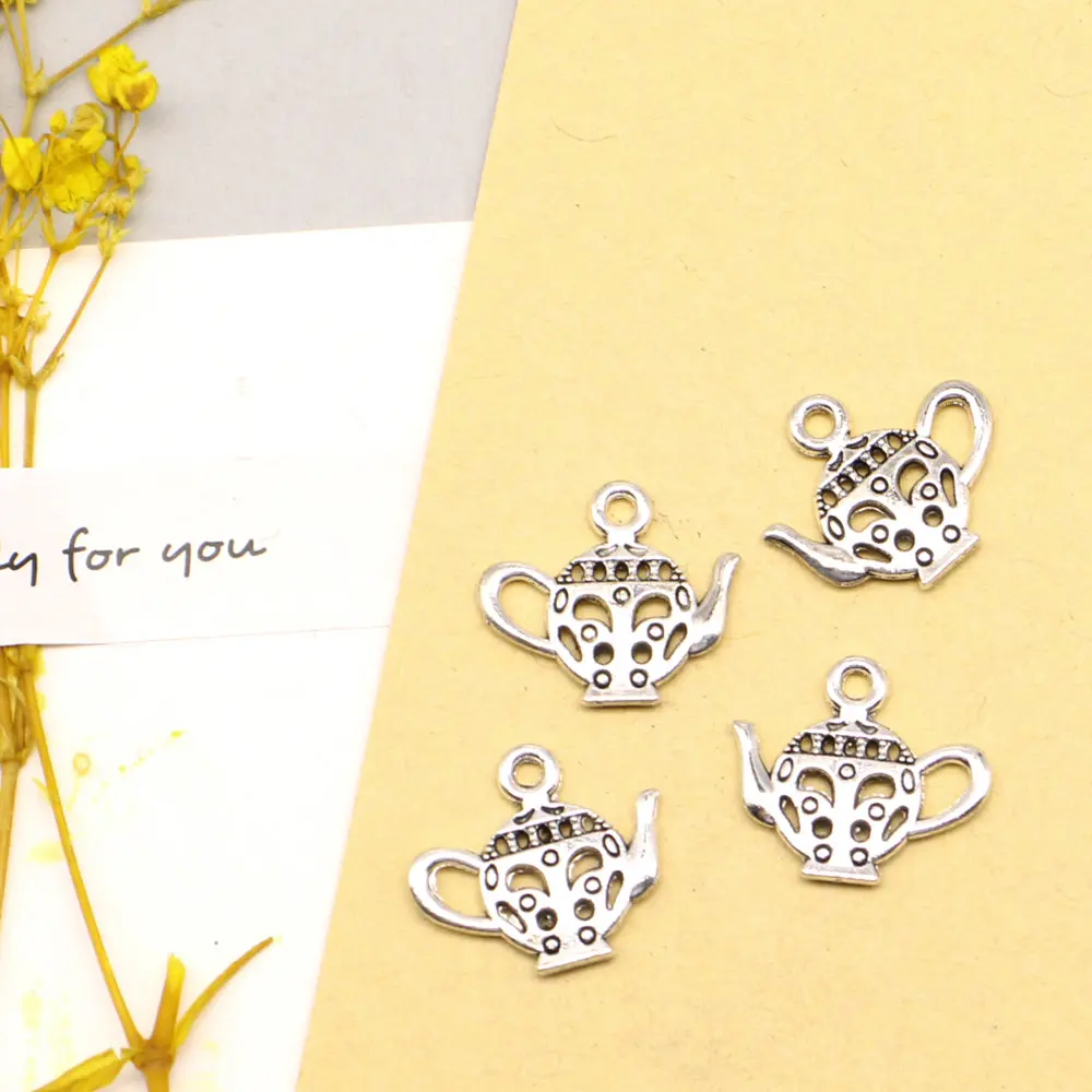 

20pcs 16x18mm Teapot Charms Jewelri Pendant Cute Jewelry Diy Antique Silver Color