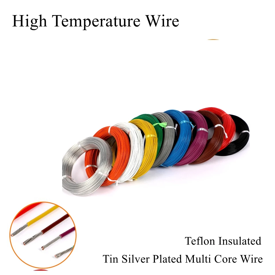 

5m High Temperature Electric Cable Resistant PTFE FEP Teflo Insulated Multi Core Wire Tinned Silver Plated Copper for Hot Line