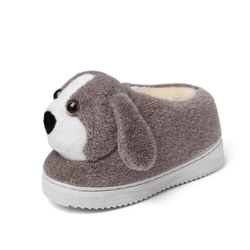 Cartoon Dog Home Slippers for Girls Boys Lighted High Top Cotton Shoes Indoor Soft Non-slip Winter Boots Warm Plush Kids Shoes