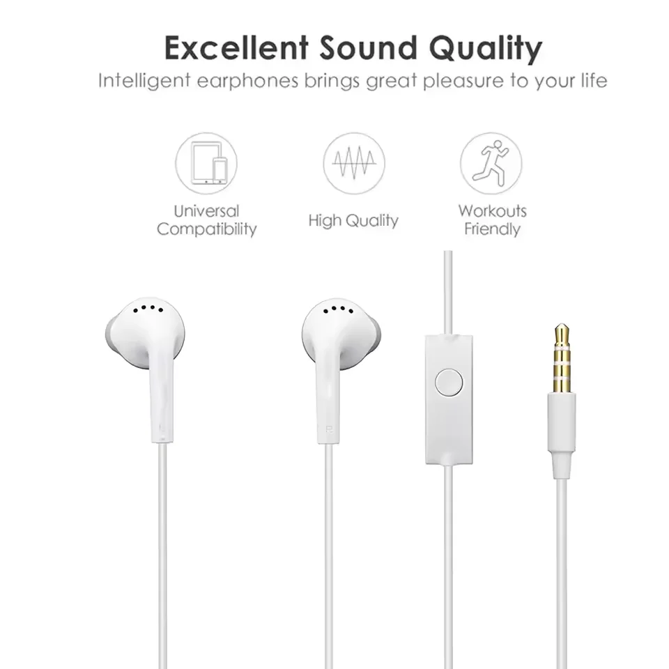 Fone de ouvido com fio Samsung 3.5mm EHS61 S5830 com microfone para Galaxy S10 S9 A15 A06 A05 A32 A52 A51 A50 A23 A71 A03