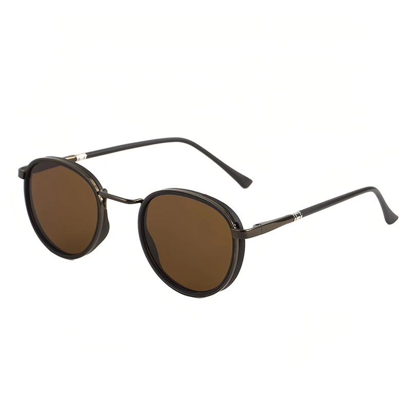 HBK TRetro Punk Herren Polarisierte Sonnenbrille Rundes Design Modische UV400 Unisex Sonnenbrille Reise Party Ideaal für Geschenke – Detail 9