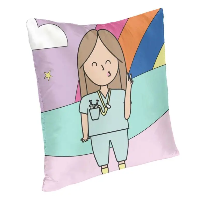 Cute Medical Nurse Cushion Cover 40x40cm Home Decor Print Throw Pillow for Sofa Double-sided