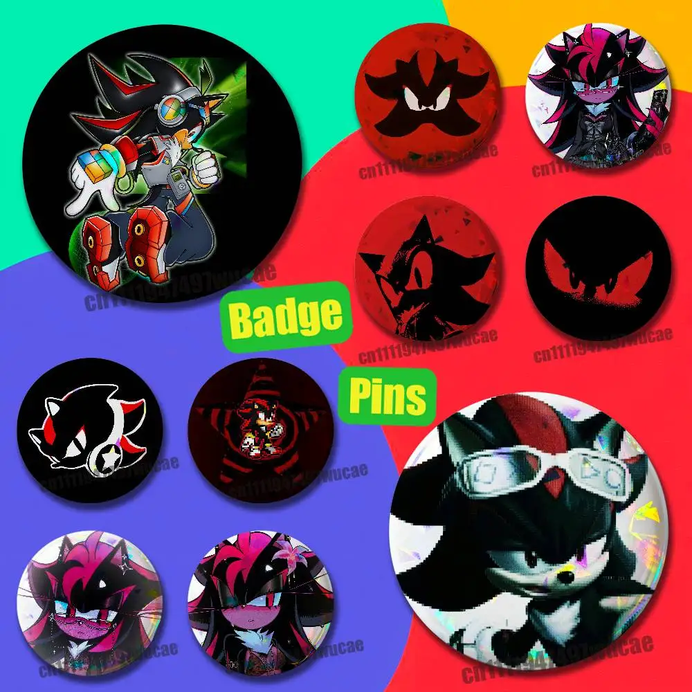 For Shadow The H-Hedgehog Emblem Case Custom Pin Insignia Badge Decoration Brooch Button Laser Film