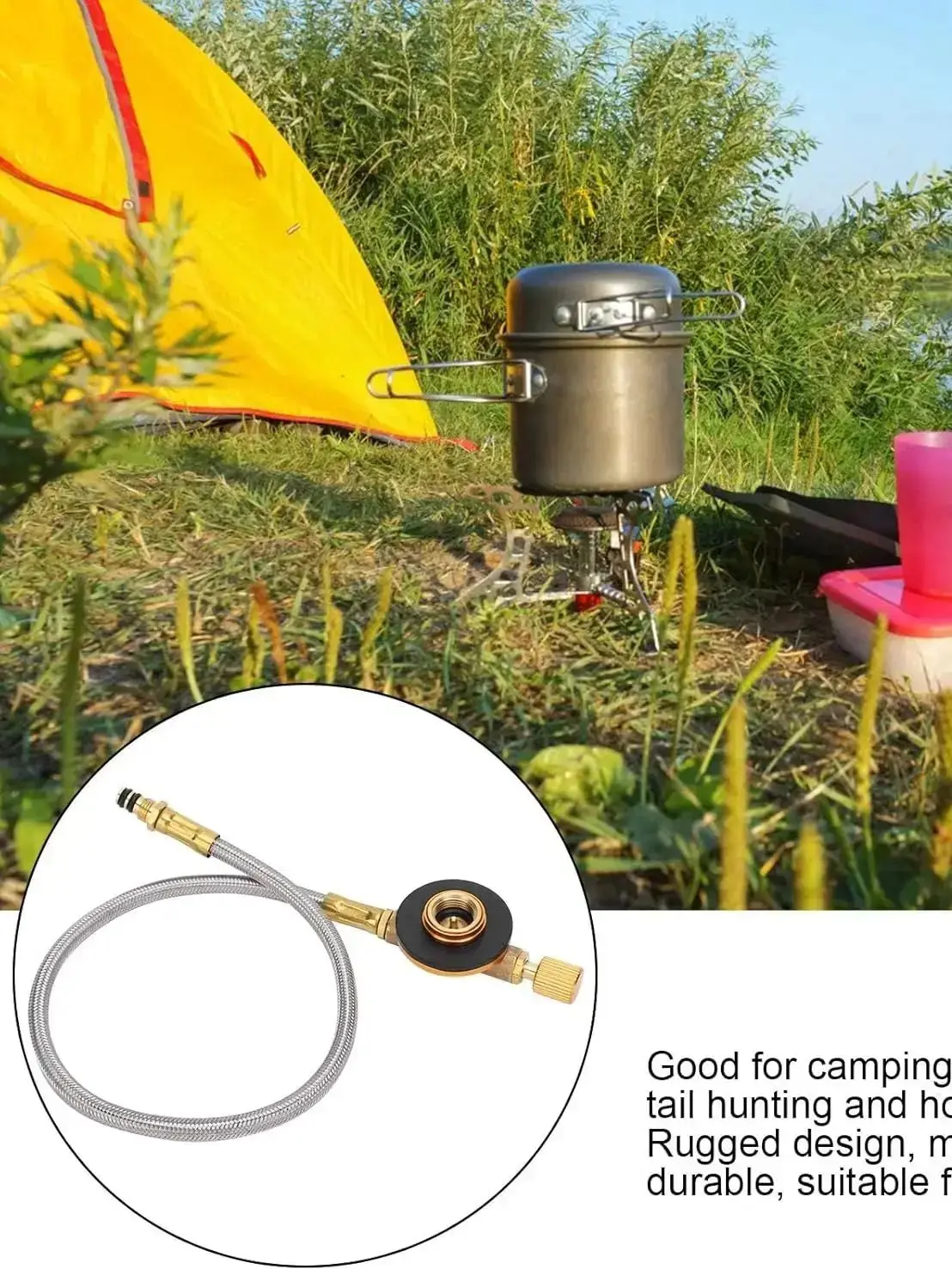 Pandatour Campingkocher Ersatzventilschlauch Gastank-Reglerschlauch Kanister zu Gewinde-Campingkocher-Adapter Verlängerungsschlauch