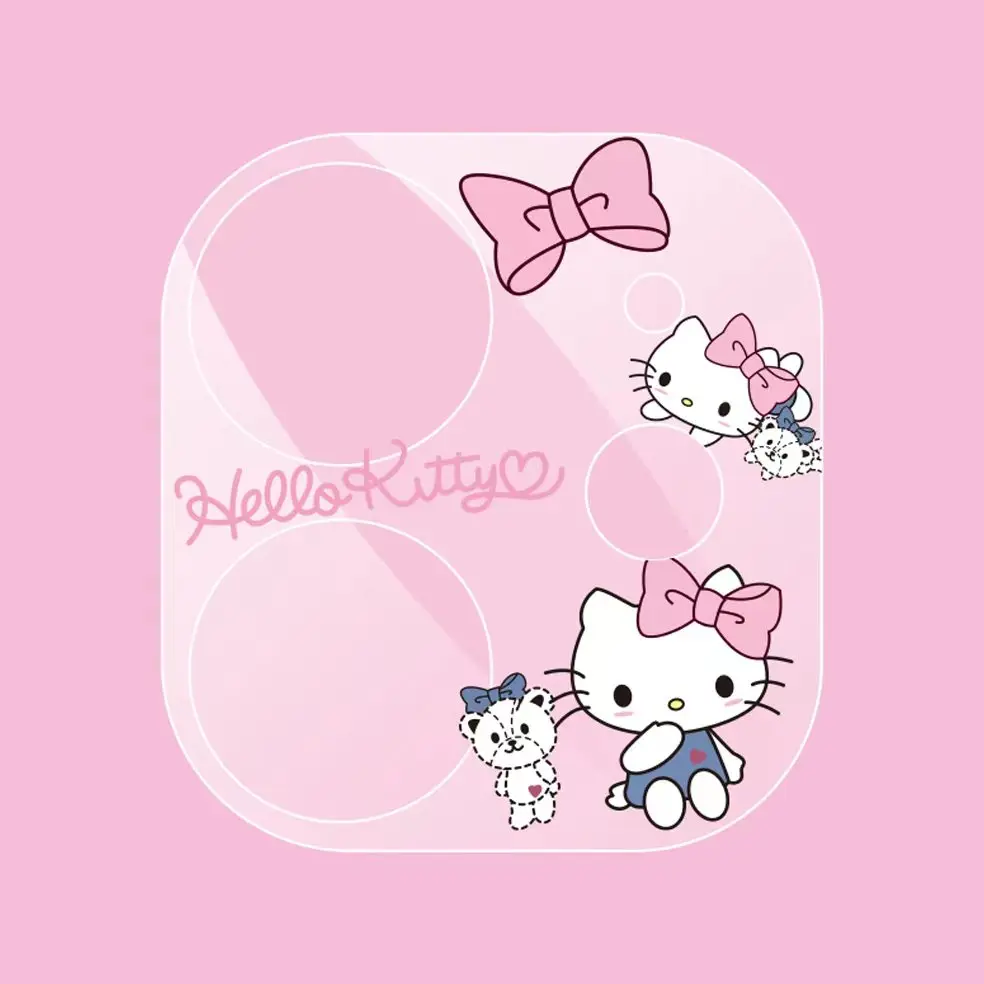 Película protectora de vidrio templado con melodía de dibujos animados Sanrio para iPhone 13, 12, 14Pro Max, Protector de pantalla para lente de cámara