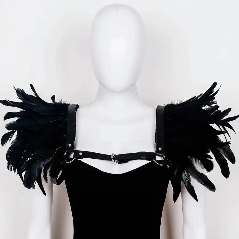 القوطية ريشة الكتفية تتغاضى الكتف درع تسخير القوطية ريشة الرأس مناسبة لحفلة الهالوين تأثيري حلي الملحقات