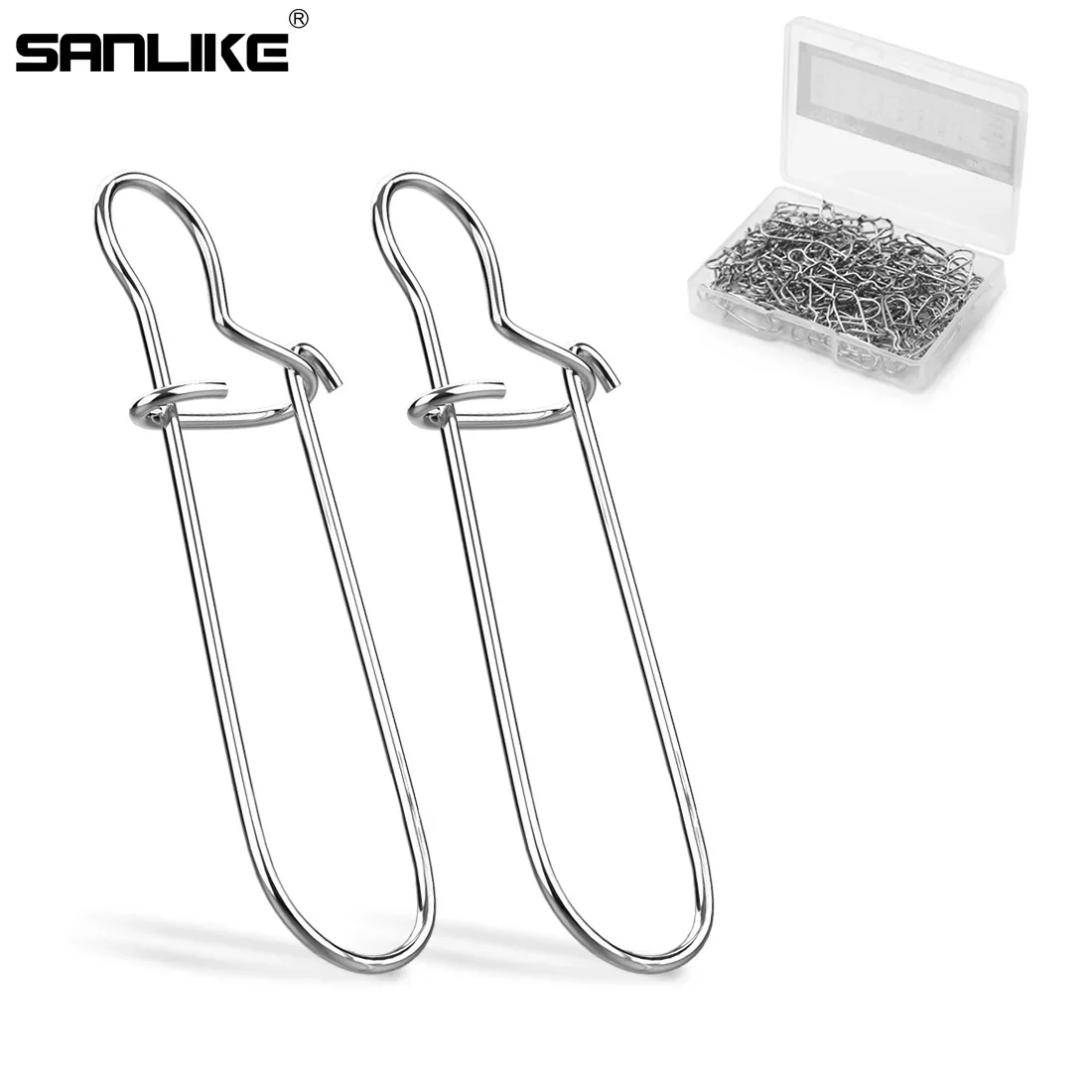 

SANLIKE 50pcs Lure Clip Fishing Connector Clip High Strength Stainless Steel Replacement Lure Clip Fishing Tool