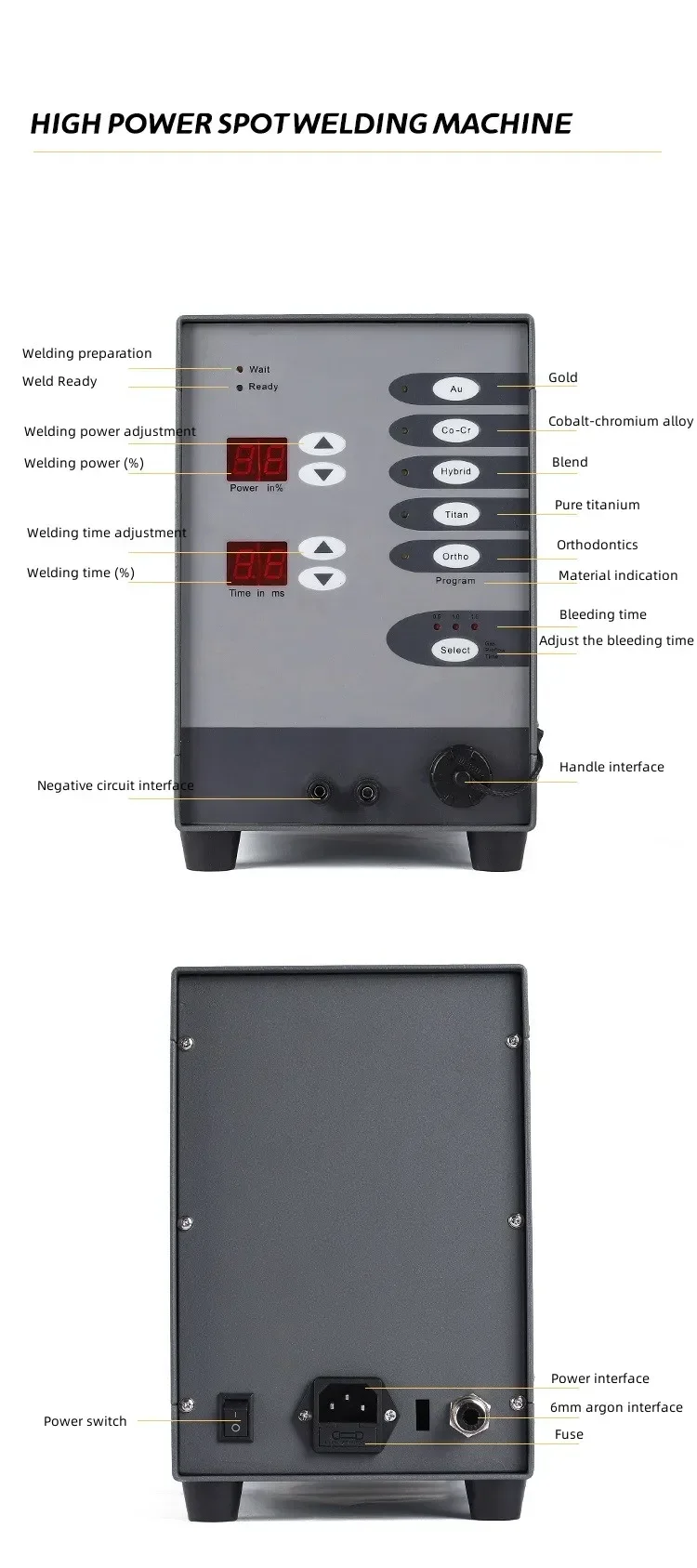 Portable Stainless Steel Spot Welder for Jewelry Welding with Argon Arc