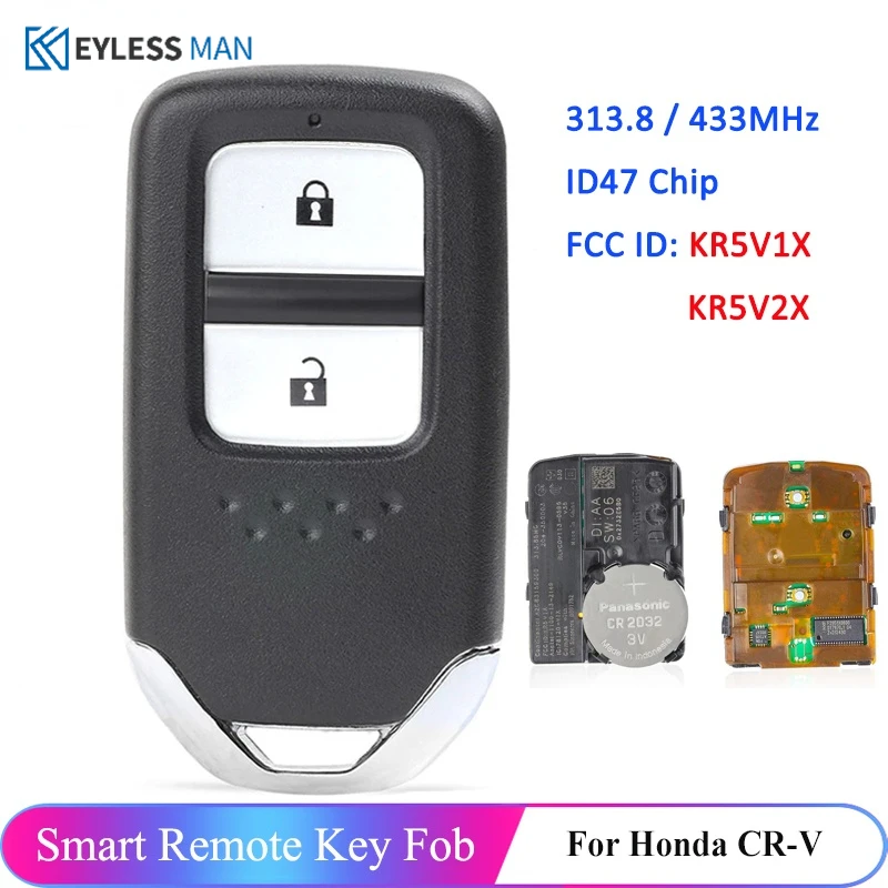 Mando a distancia inteligente Oem, para Honda City Jazz Hrv Shuttle Vezel 2015-2019, 72147-T5A-J01, 72147-T5C-J01, 434MHZ, 313,8 MHZ, Chip ID47