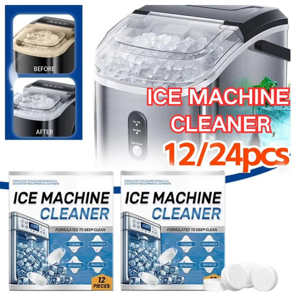 

12/24 шт., таблетки для чистки льдогенераторов, дезодорирующие, удлиненный срок службы для очистки свежих кубиков льда, удаления лаймовой чешуи, запаха