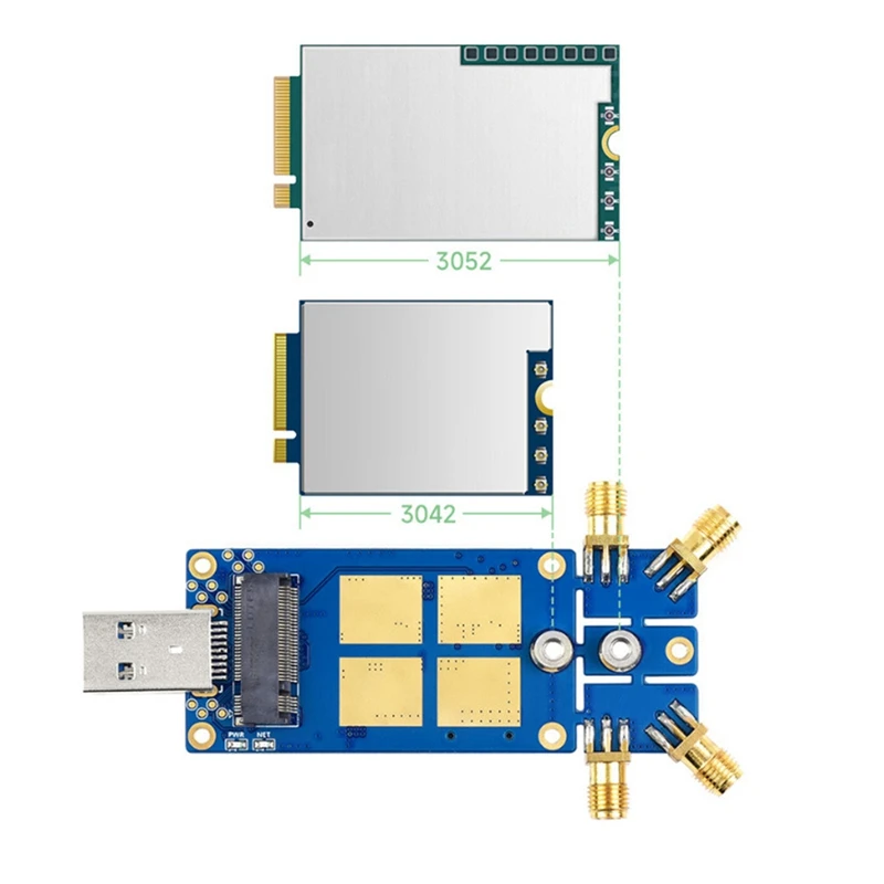 Scheda di espansione Dongle Waveshare 5G con quattro antenne interfaccia USB3.1 chiave M.2 (NGFF) per Raspberry Pi Jetson Nano