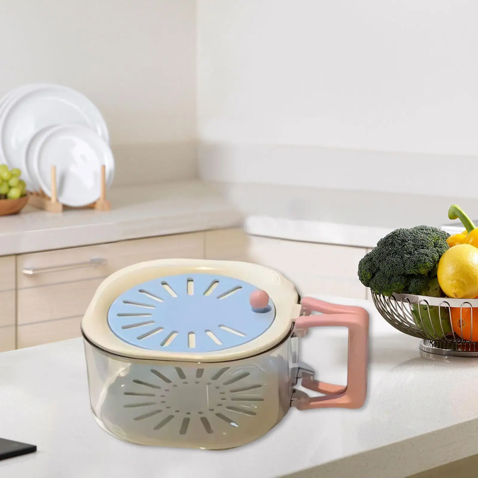 Foldable Handle Fruit Drain Basket Sturdy PP Food Storage Colander Basket for Berries Tomatoes Rinsing