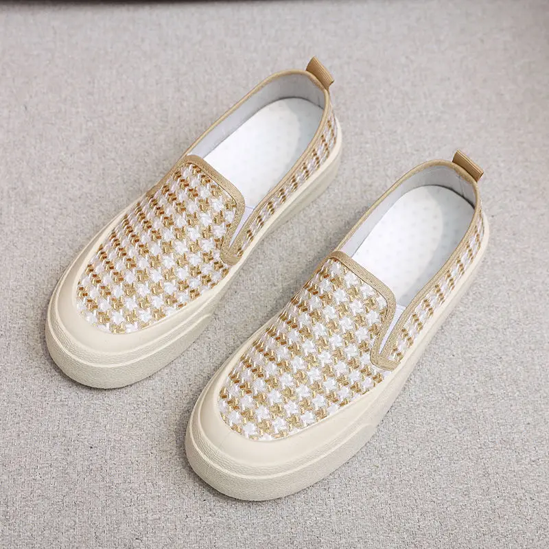 Women's Canvas Shoes Breathable Light Weight Flat-bottom Single Shoes Comfortable Fashion Casual Outdoor Walking 2024 Summer