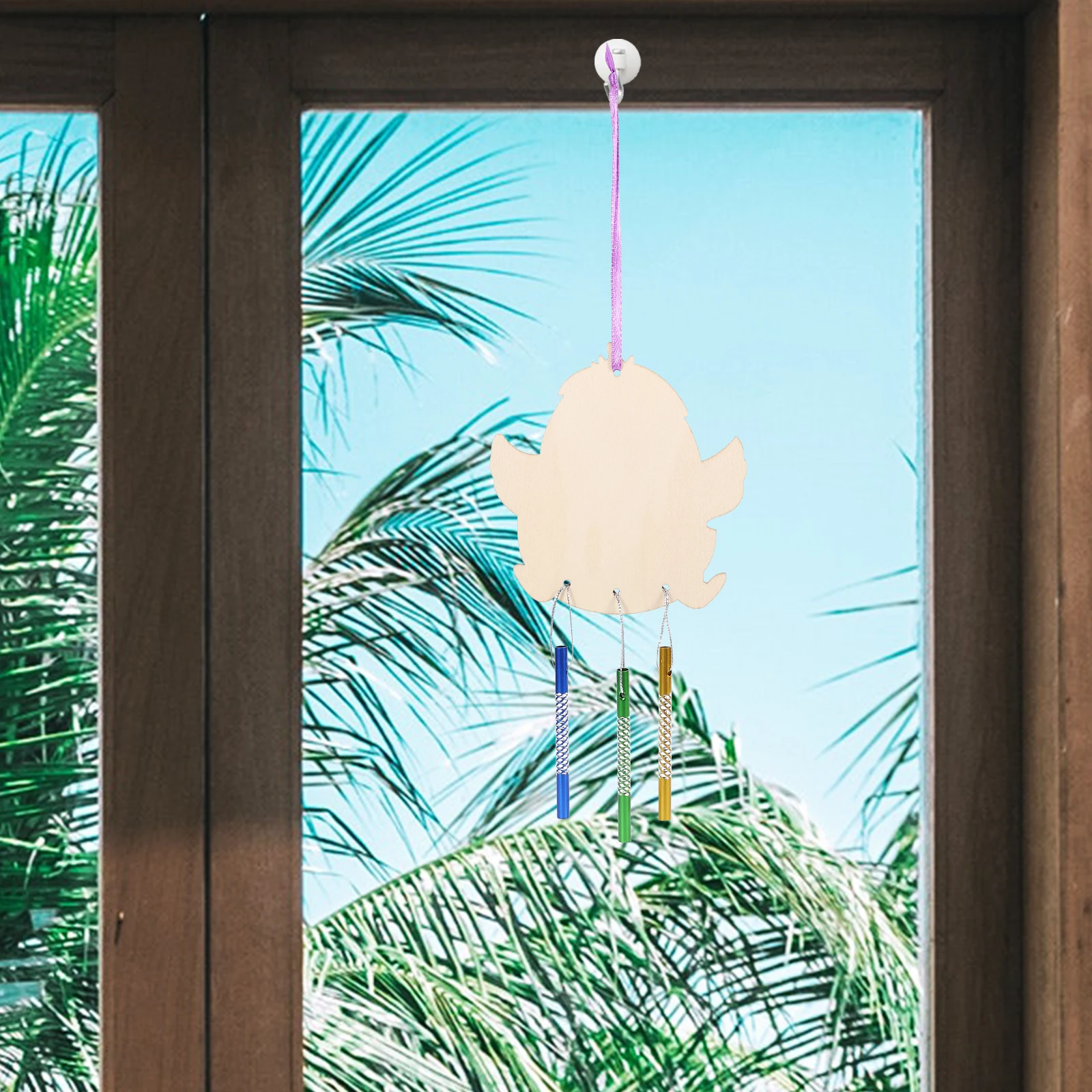 

1Set Easter DIY Wind Chime Kit Unfinished Wood Handmade Wind Bell Making Material for Garden Balcony Hanging Decor