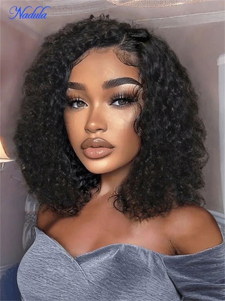 

Nadula Pre everything™ 13x4 Transparent Lace Frontal Wig Bouncy Summer Curly C Parted Layered Cut Short Glueless Human Hai