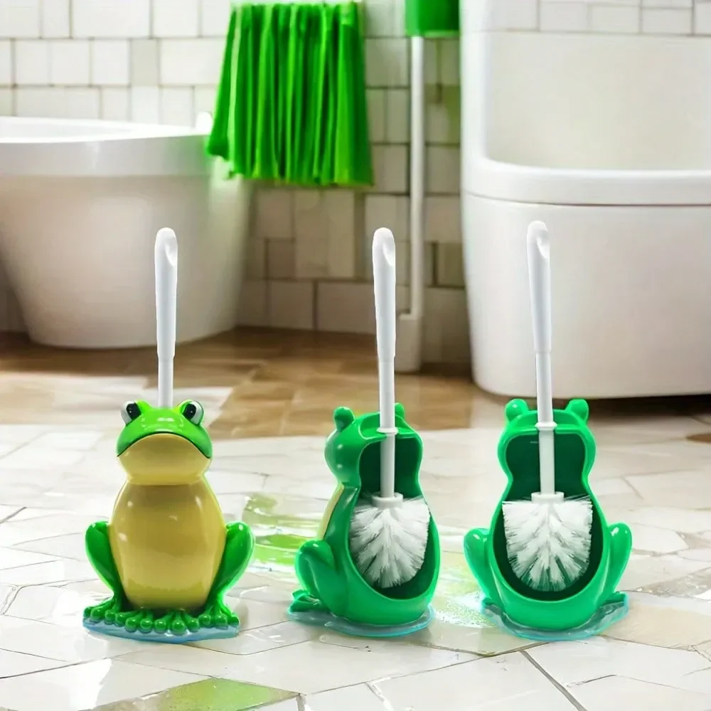 

Shape Toilet Brush Compact Animal Frog Shape Toilet Brush Holder And Brush Space Saving, DripProof, Easy To Assemble Resin Hold