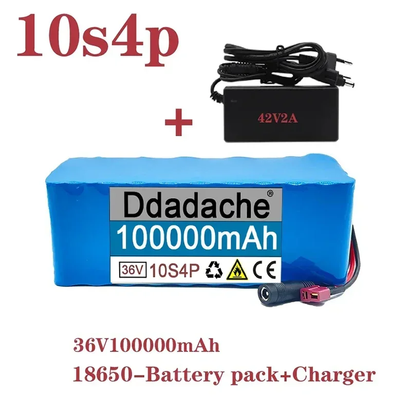 

2024 Battery Pack 36V 10S4P 100000mAh 1000W Large Capacity 18650Lithium Battery PackElectricmotorcycle Scooter with BMS T+DCPlug