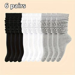 6 Pairs Women Mid-Calf Socks Thick Thermal Knit Calf Socks Cute Long Loose Slouch Socks Spring Autumn Winter Warm