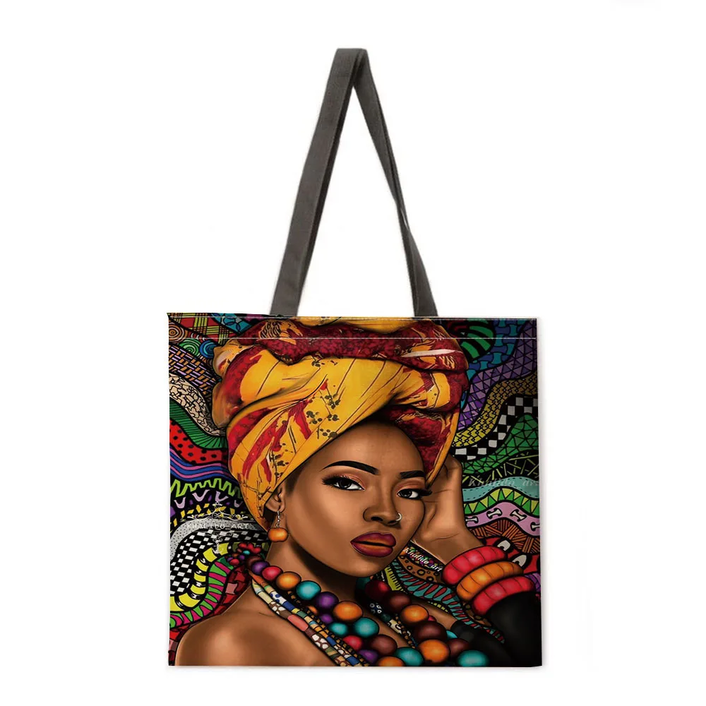 African women's linen bag handbag light shoulder bag large capacity eco-friendly shopping bag tote bag