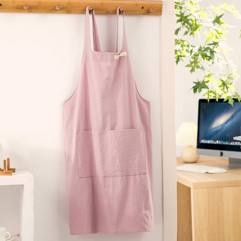 Japanese and Korean Cotton and Linen Aprons Home Clean Kitchen Cover Up Flower Shop Painting Vintage Strapless Cross Apron