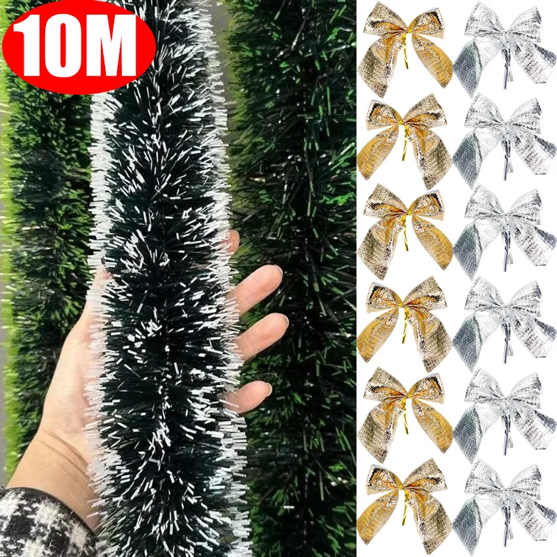 Guirnalda de cinta de arco de Navidad, adornos de flores, oropel de caña verde, suministros de decoración de fiesta de boda
