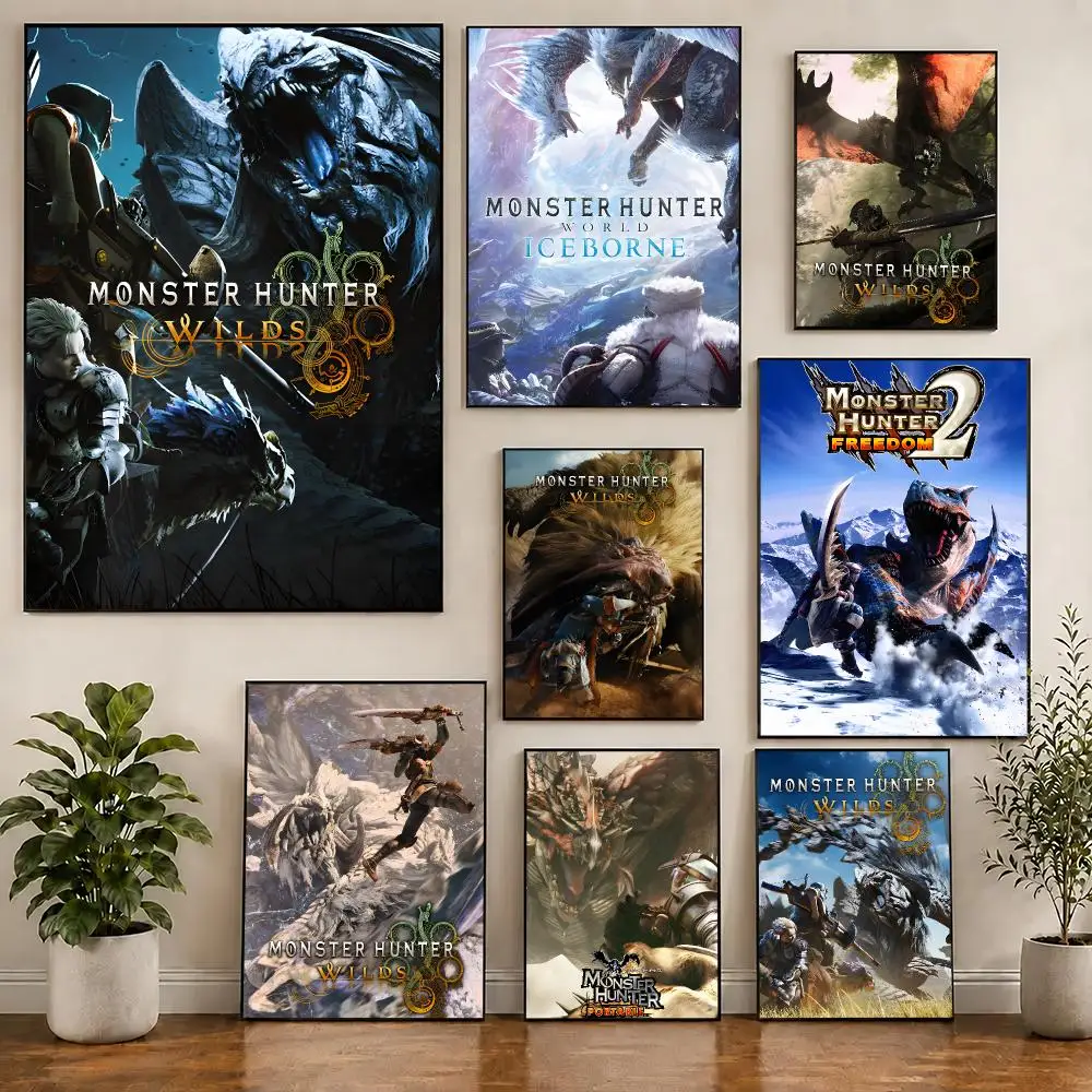 Game M-Monster Hunter Painting Calligraphy Canvas Poster Bedroom Living Room bar Hallway House interior Wall Decor