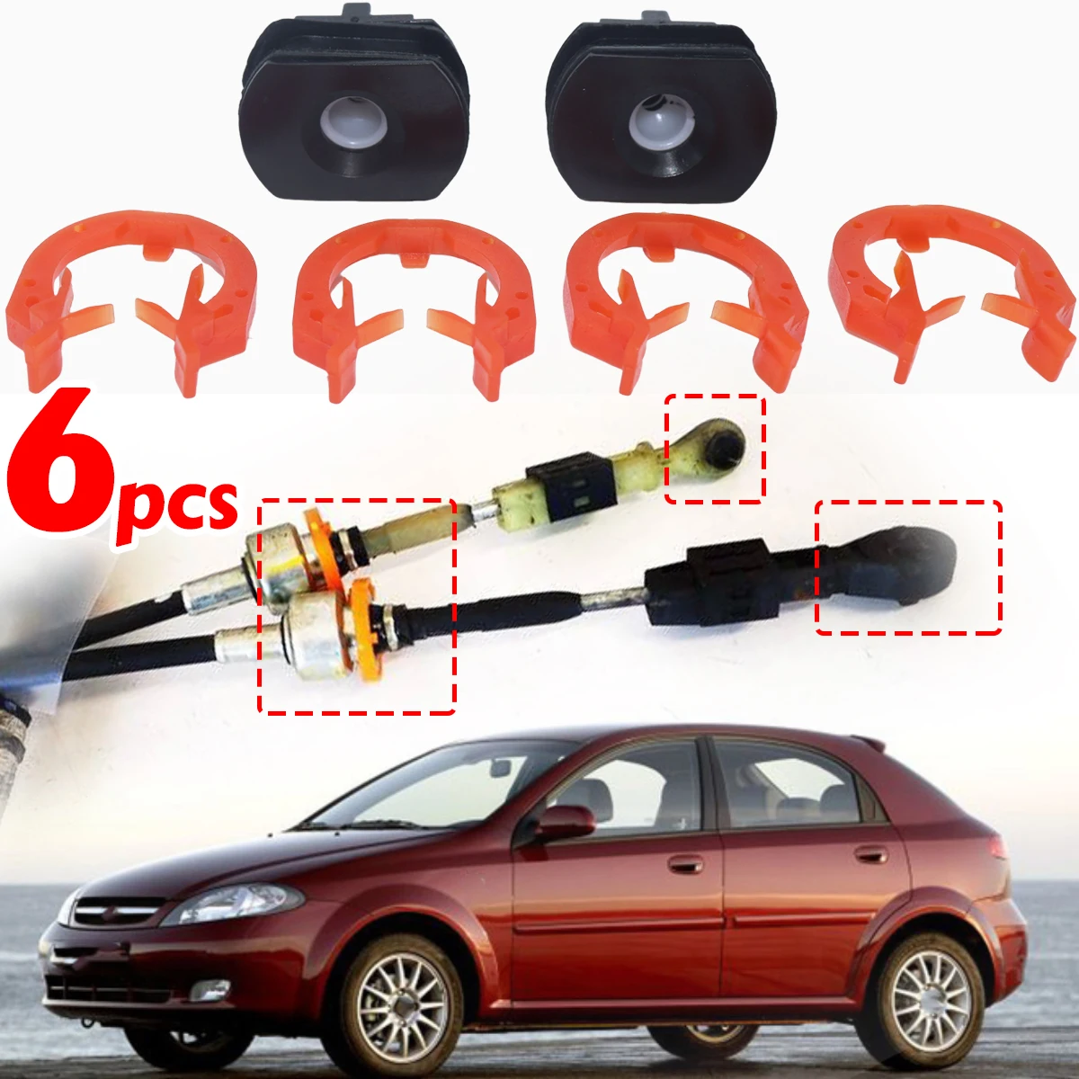 

6Pc Gear Linkage Cable Bushing Shift Lever End Collect Selector Clip Fixing for Chevrolet Estate Lacetti Nubira Optra Lacetti