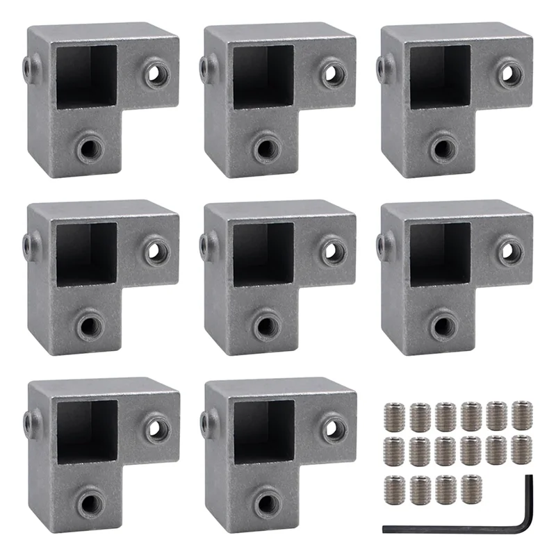 

SHGO-Aluminum Alloy 8 PCS 1"/25 Mm Square Tube Connectors, 3-Way Pipe Fittings, Tee Chain End Rail Clamps