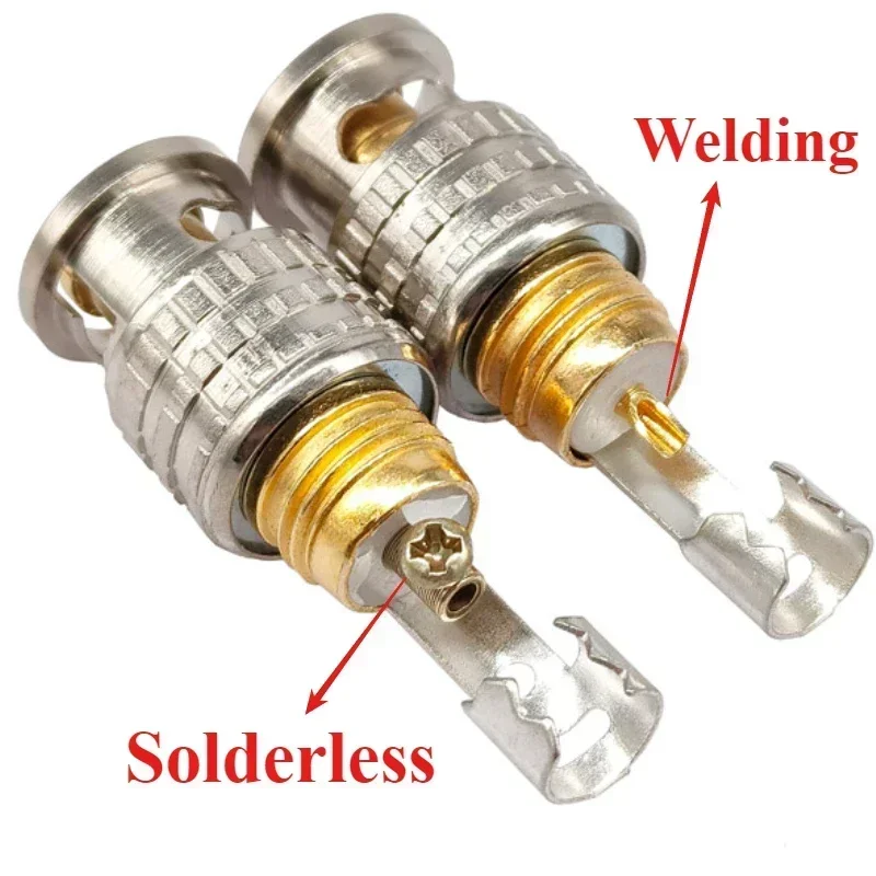 Conector sin soldadura BNC Q9 HD, osciloscopio de vídeo macho, sin soldadura, 75-5 Ohm, monitoreo de soldadura, conectores de Cable, 5 uds.