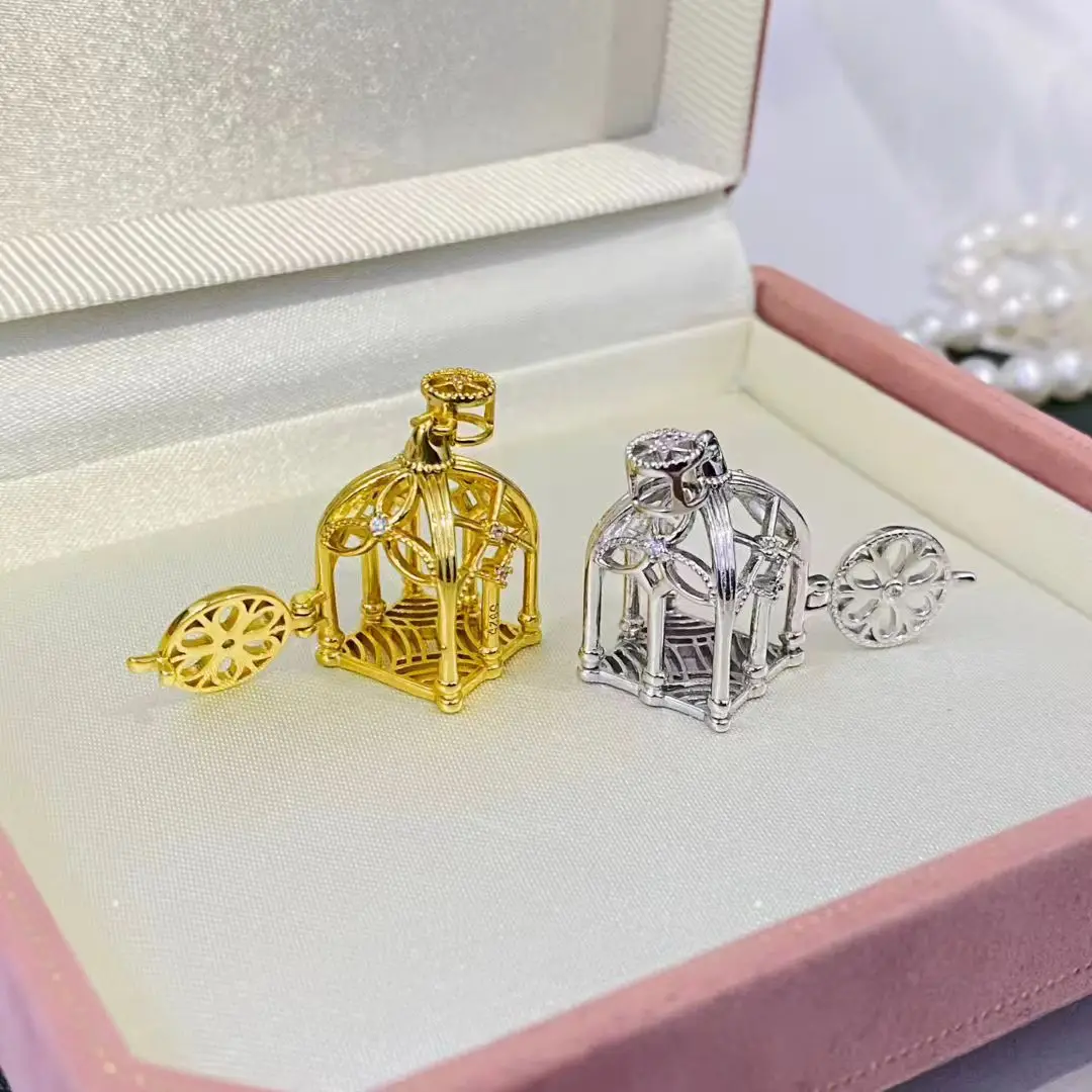 

Клетка из стерлингового серебра S925, подвесное крепление, базовые крепления, фурнитура, детали, аксессуары для жемчуга 6-7 мм, 5 шт./лот