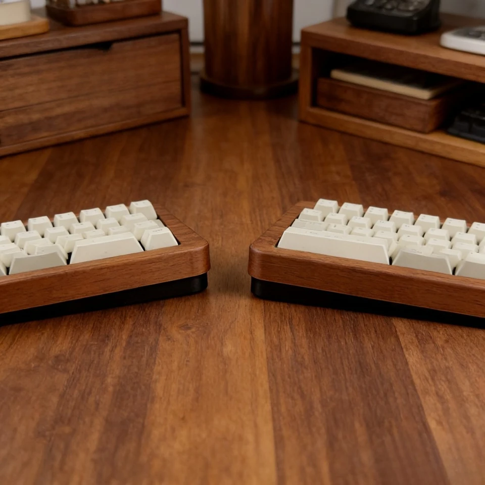 Alice60 スプリットキーボードキット木製トライモード磁気ホットスワップ HHKB アリス スプリット 60 木製キーボード 2.4G ワイヤレス ホット