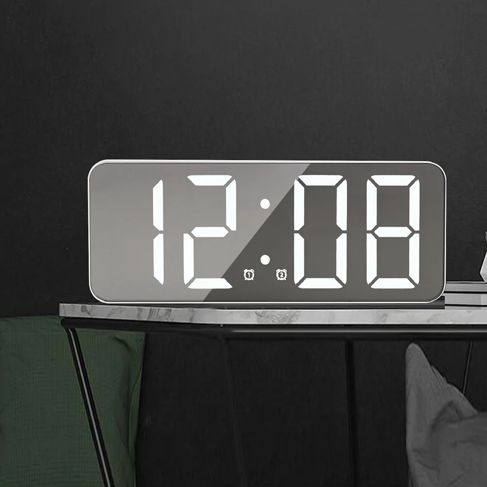 

1Pcs LED Digital Desk Clock Alarm Clock Calendar Temperature Display Mirror Surface Modern Design Digital Desk Clock,