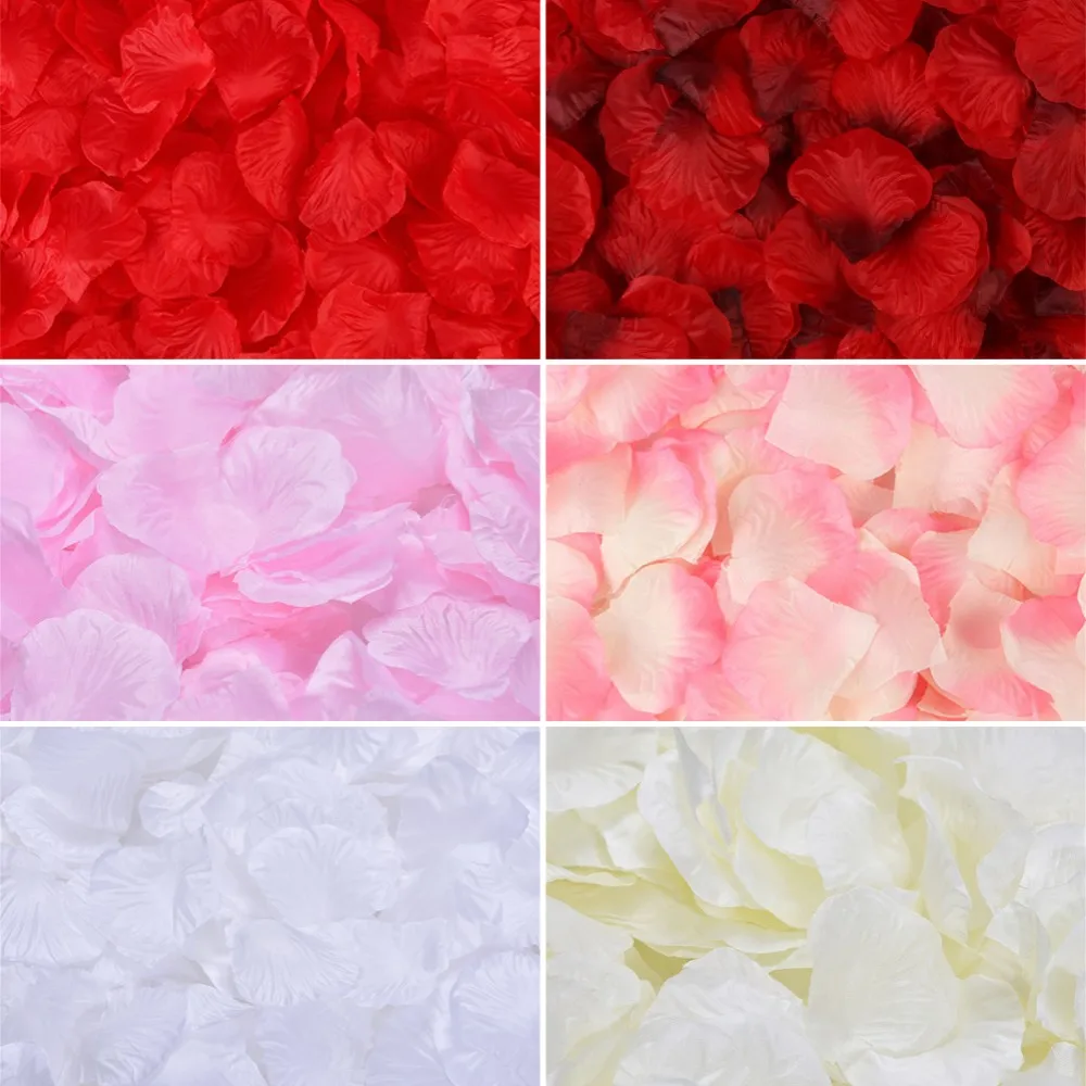 500/1000 Stück künstliche gefälschte Rosenblätter rot weiß Simulation Seide Rosenblätter Hochzeit liefert Valentinstag romantische Dekoration – Detail 1
