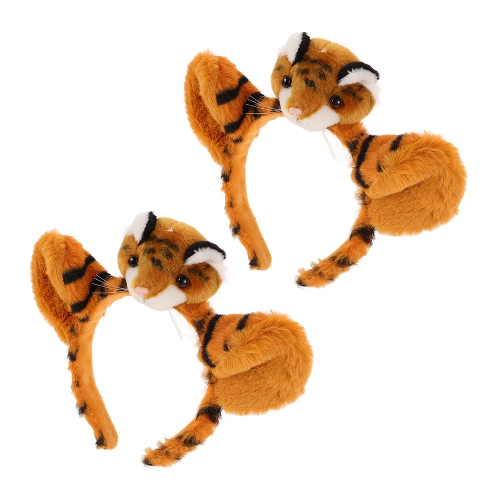 2 Pcs Plush Headdress Halloween Stuffed Animal Costume Party Favors Ears Headband Cosplay Props