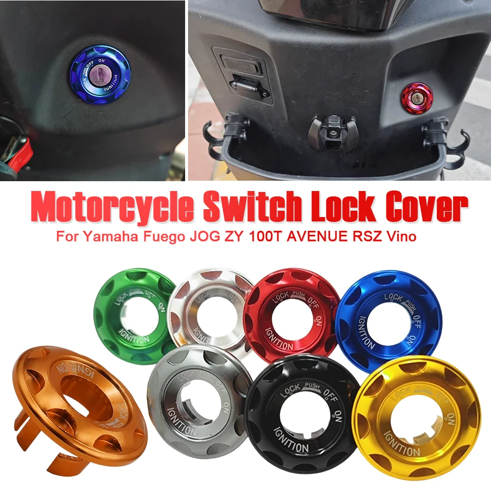 Cubierta de bloqueo de interruptor de motocicleta, tapa protectora de cerradura de encendido de aleación de aluminio, puerta eléctrica para Yamaha Fuego JOG ZY100T AVENUE RSZ