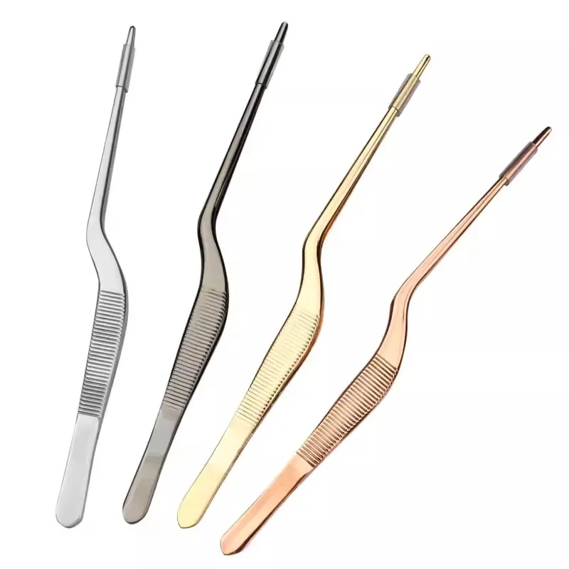 1pcs Thickened ear tweezers Stainless steel picking tweezers tool elbow clear  canal cerumen