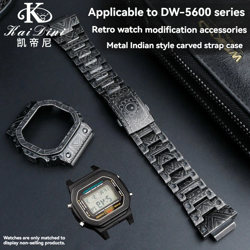 

Refit DW-5600 Watch case strap for Casio G-SHOCK mod kit accessories DW5600 case DIY watch Retro pattern watchband set men'