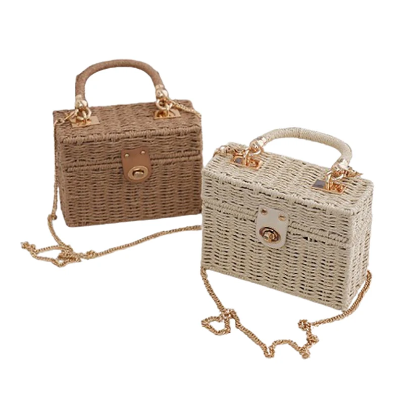 

Straw Beach Bag Small Fragrance Crossbody, Hand-carry, Dual-purpose Casual Woven Bag, Japanese And Korean Small Square Box,