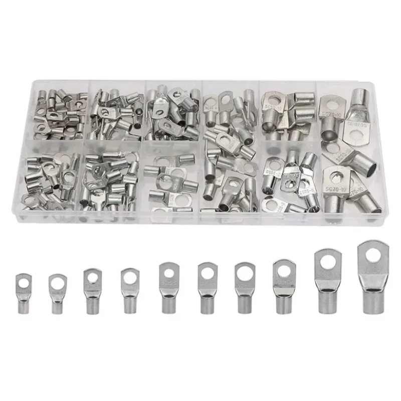 

110 шт. луженые медные наконечники для клемм аккумулятора SC10-6 SC16-8 SC25-8 кольцевые разъемы для автомобильных солнечных морских электросистем