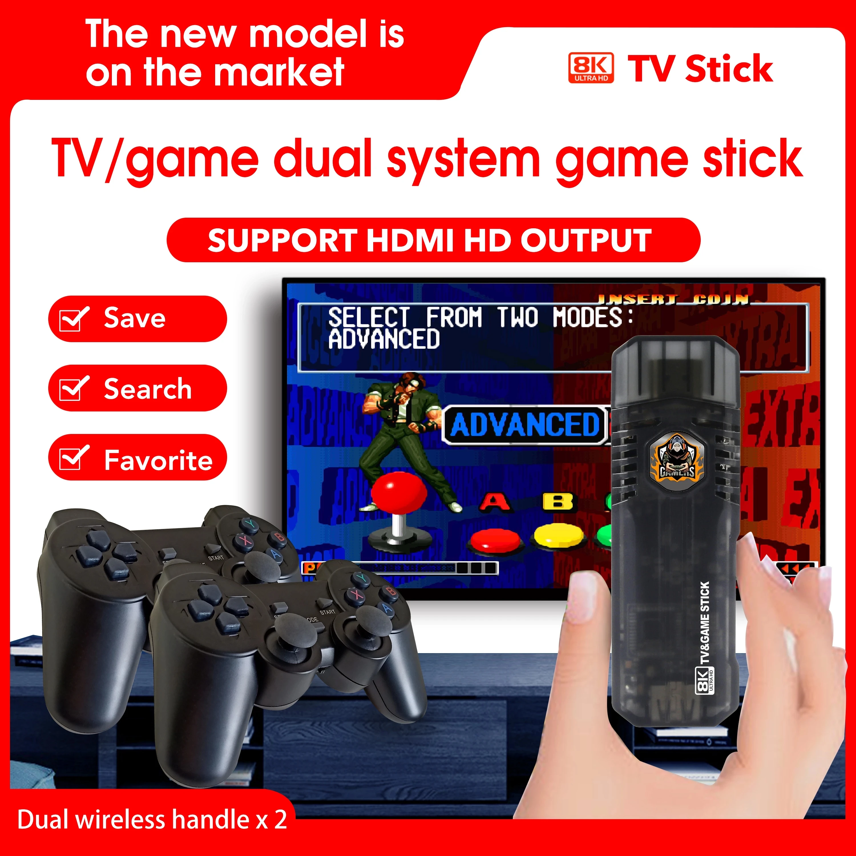 New Game Stick 4K X8 Original 10000 Game Retro Video Game Consoles Support 14 Simuators Dual system For Android TV Box with WiFi